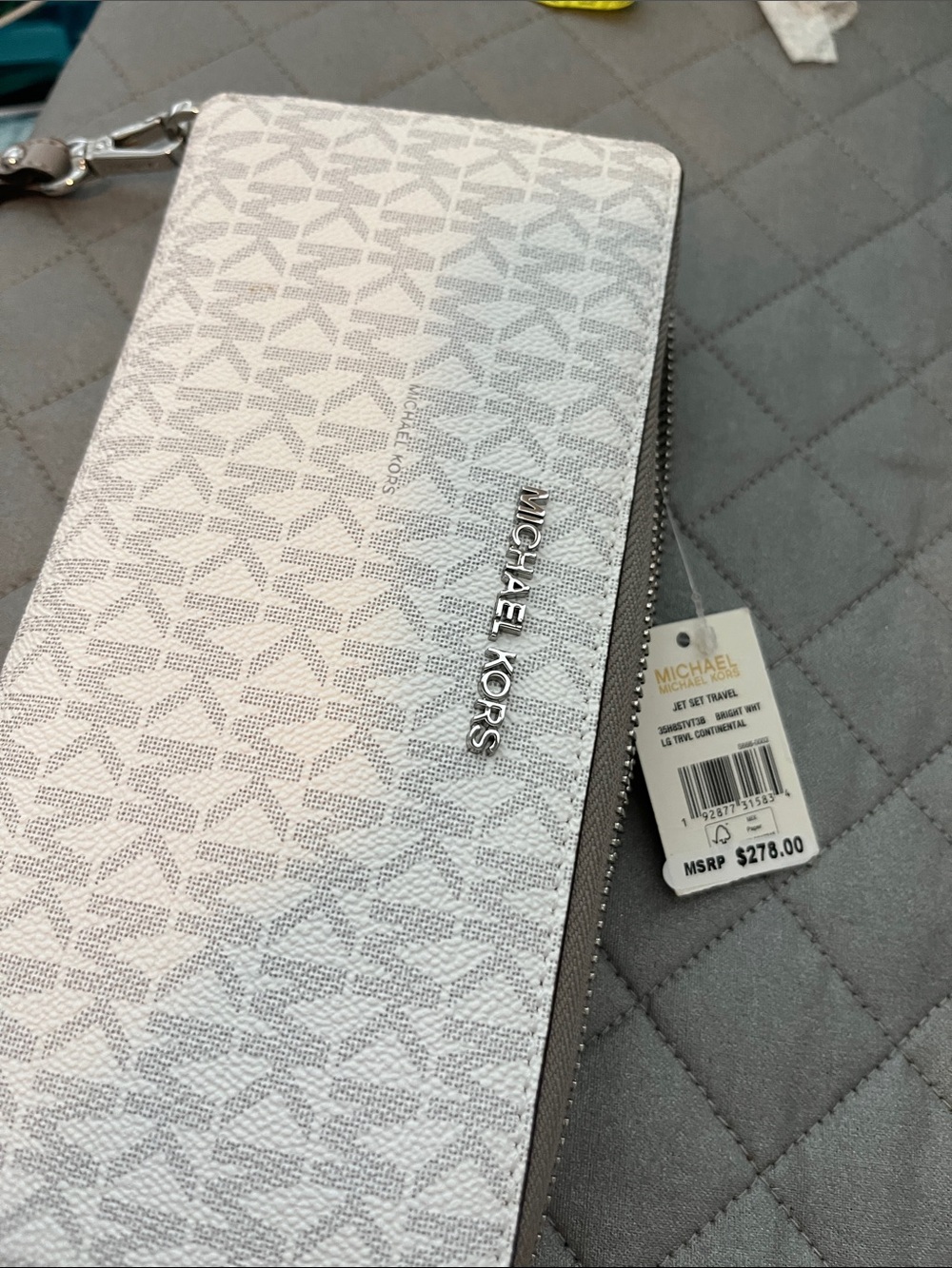 Michael Kors Gray MK Signature Tote with Dark Gray Trim - Picture 4 of 10